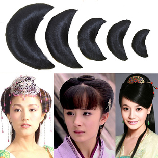牛角假发发包月牙牛角垫发古装盘发假发发髻带钢叉U形牛角发包