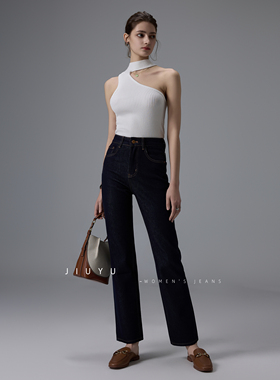 2025年新款弹力高腰显瘦直筒法棍牛仔裤女今年流行的爆款裤子女士