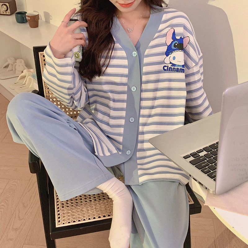 ARCTIC VELVET PAJAMAS LADIES SPRING AND AUTUMN LONG SLEEVE TROUSERS COTTON PLUS SIZE CAN BE WORN OVER SUMMER LOUNGEWEAR TWO-PIECE SET