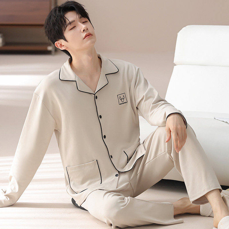 睡衣男士春秋季纯棉长袖长裤休闲青中年可外穿全棉开衫家居服套装,女士内衣/男士内衣/家居服,睡衣/家居服套装,淘宝优惠券,粉丝福利购,淘宝优惠卷