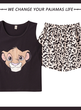 2025年睡衣女士夏季纯棉背心无袖两件套装可爱薄款夏天大码家居服