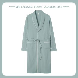 青年韩版 2025年睡袍男士 宽松浴袍中长款 纯棉长袖 睡衣家居服 春秋季