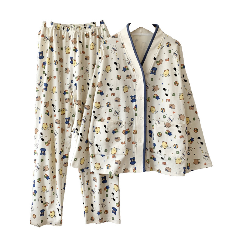 ARCTIC VELVET PAJAMAS LADIES SPRING AND AUTUMN LONG SLEEVE TROUSERS COTTON PLUS SIZE CAN BE WORN OVER SUMMER LOUNGEWEAR TWO-PIECE SET