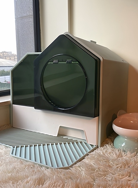 抽屉型全封闭式猫砂盆便携式加大号猫厕所灰色PP塑料材质猫咪用品