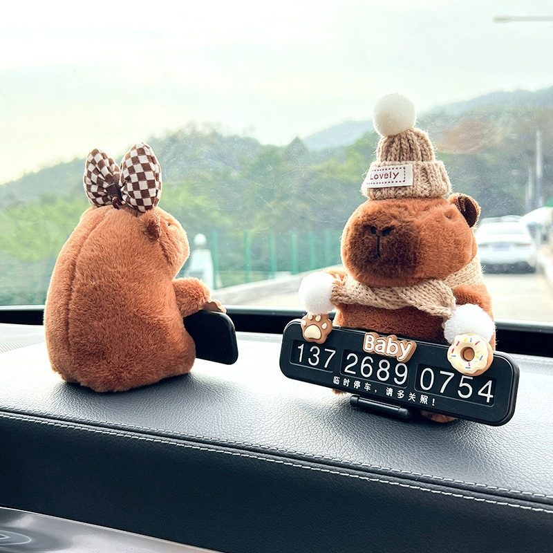 汽车临时停车号码牌可爱创意卡皮巴拉水豚玩偶公仔挪车移车电话牌,汽车用品/电子/清洗/改装,停车号码牌,淘宝优惠券,粉丝福利购,淘宝优惠卷