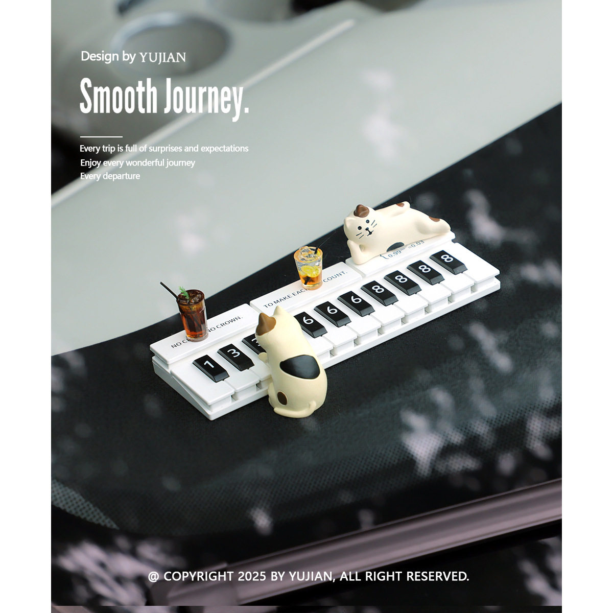 YUJIAN丨钢琴猫挪车号码牌停车牌电话牌车内装饰品摆件汽车中控台,汽车用品/电子/清洗/改装,停车号码牌,淘宝优惠券,粉丝福利购,淘宝优惠卷