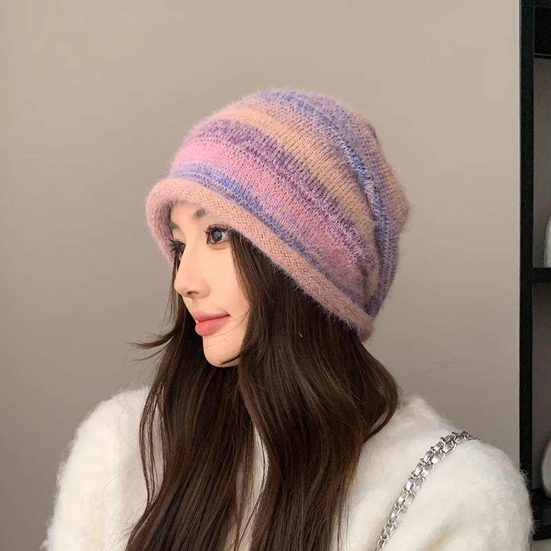 多巴胺彩虹拼色针织帽子女冬季保暖百搭显脸小卷边堆堆帽韩系冷帽,服饰配件/皮带/帽子/围巾,帽子,淘宝优惠券,粉丝福利购,淘宝优惠卷