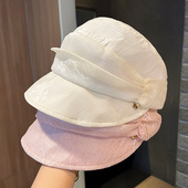 网纱鸭舌帽女夏季 轻薄透气防晒太阳帽显脸小帽子可折叠褶皱马术帽