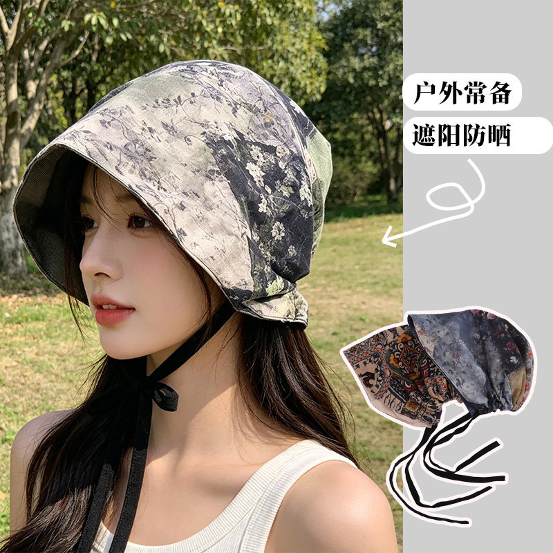 2026新款时尚百搭头巾帽女夏季户外遮阳防晒帽百搭显脸小套头帽子