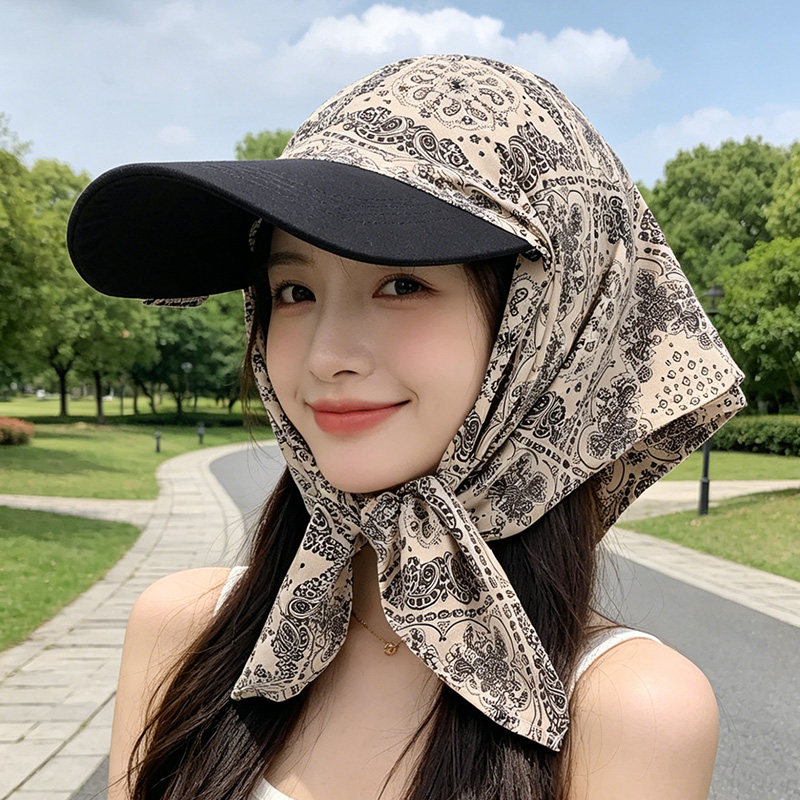 美式复古腰果花绑带头巾鸭舌帽女