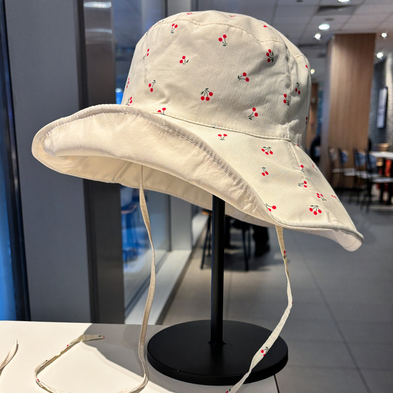 甜美樱桃绑带渔夫帽子女显脸小夏