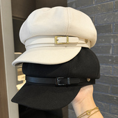 英伦复古时尚 贝雷帽子女秋冬新款 毛呢保暖鸭舌八角帽显脸小报童帽