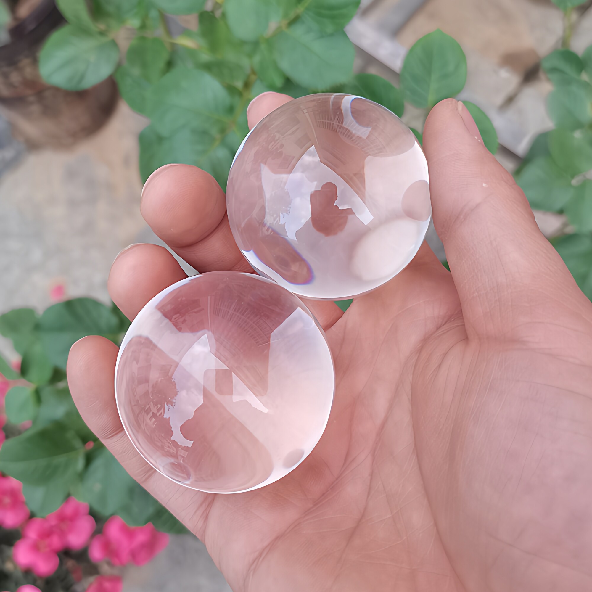 白色水晶球摆件保健把玩透明手球