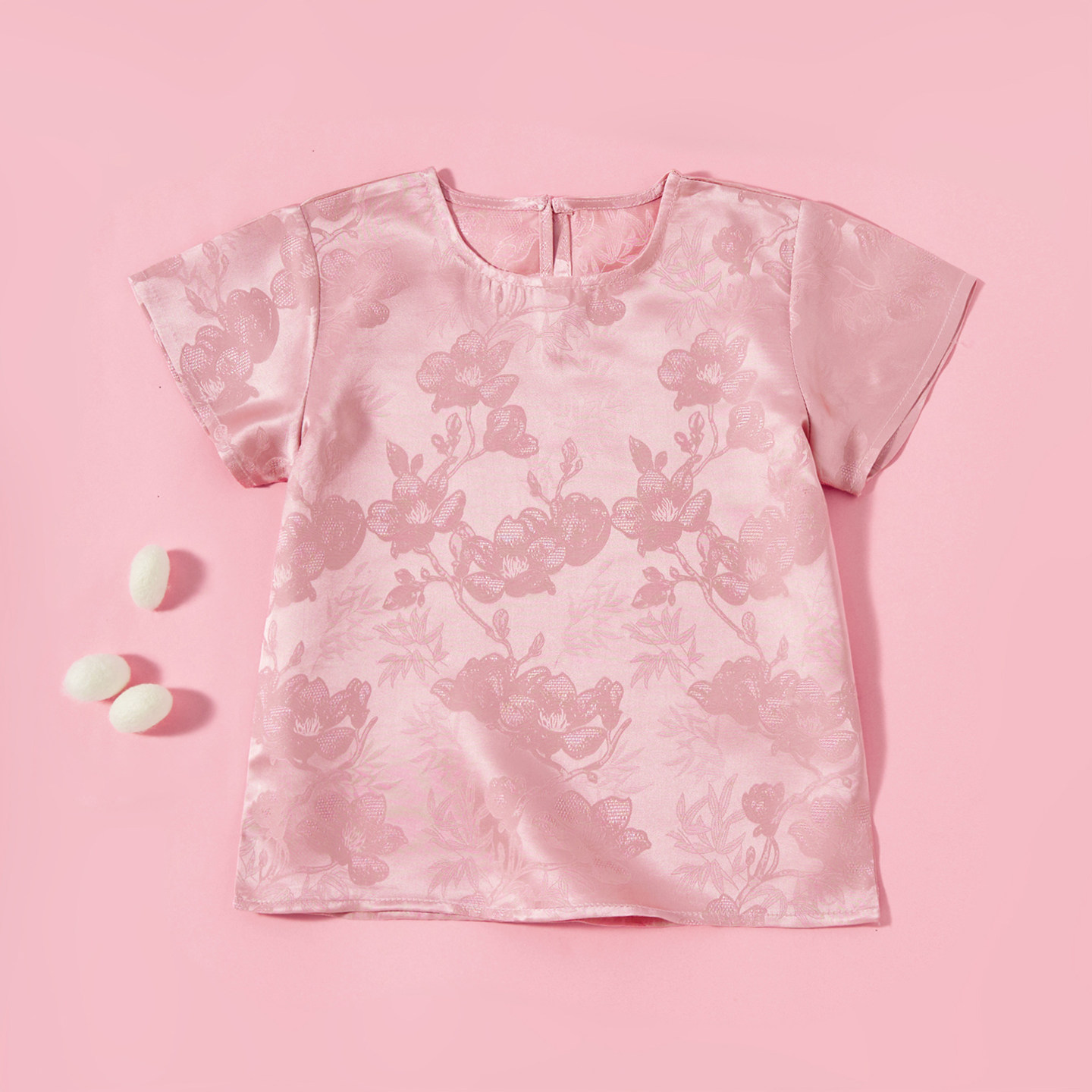 女童真丝花罗短袖上衣儿童桑蚕丝t恤打底衫宝宝漂亮衣服可外穿夏