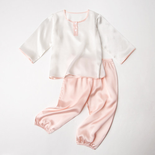 宝宝真丝睡衣蚕丝儿童家居服套装