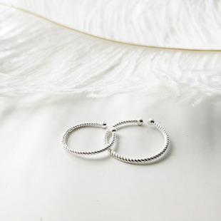 纯银饰不过敏 麻花细圈戒指 开口可调节尺寸大小单戒小尾戒关节指