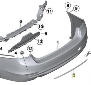 饰条320li LCI后保险杠装 328li后杠镀铬保护条 3系F35 BMW宝马新款