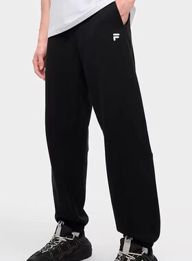 FILA FUSION斐乐潮牌2025新款情侣加绒长裤女宽松休闲收口裤男