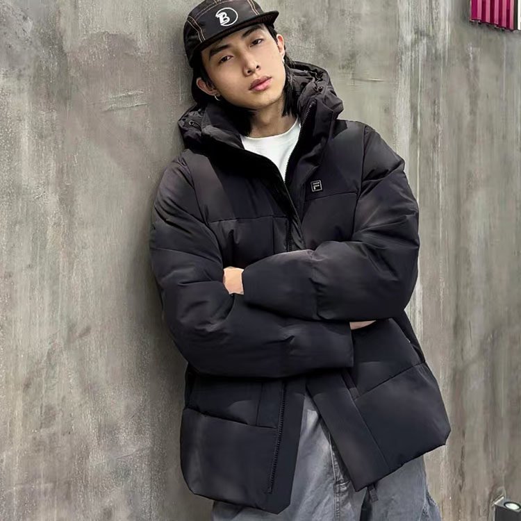 斐乐90鹅绒高蓬740+FILA羽绒服男2025新款可拆卸帽商务防水外套