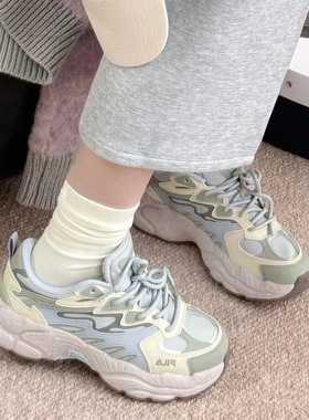 FILA斐乐蕨草鞋女25秋冬新款老爹鞋子男FERN厚底运动休闲跑步鞋女