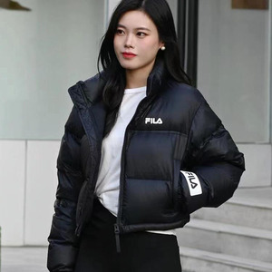 FILA 斐乐短款羽绒服女冬季保暖防风宽松外衣面包服运动女士外套