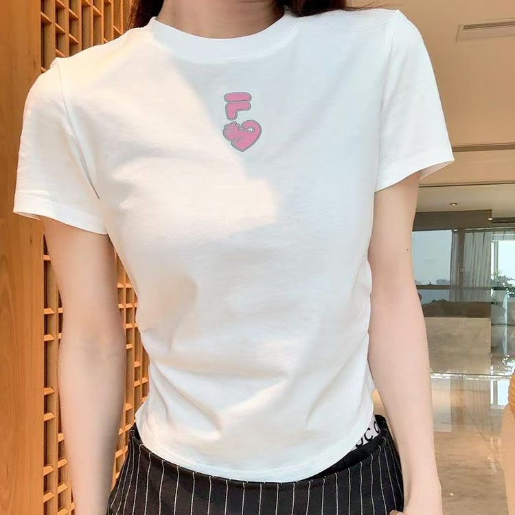 FILA FUSION斐乐2025夏季新款女士运动短袖衫休闲纯棉T恤圆领上衣
