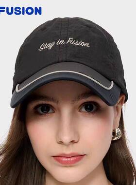 FILA FUSION斐乐情侣棒球帽2025新款撞色遮阳帽黑色运动帽子