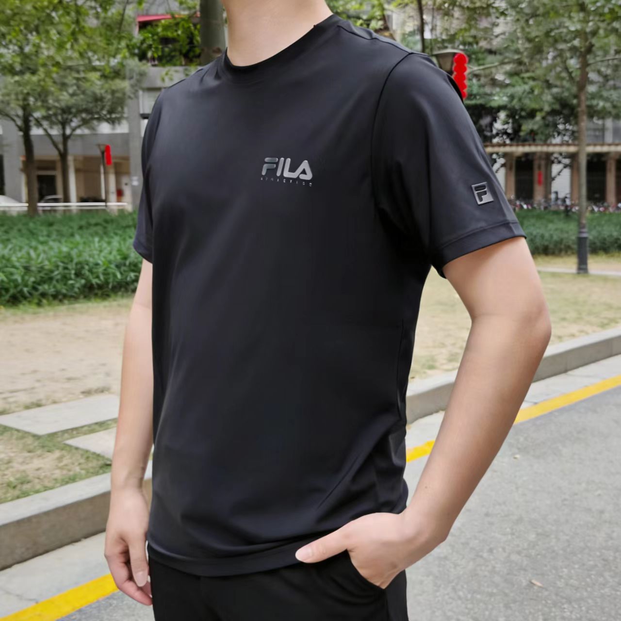 FILA斐乐速干衣运动短袖T恤男2026夏季新款户外训练健身跑步上衣t