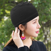 男女通用夏季 帽子单层棉质舒适平顶帽女头套头盔内衬 小帽头巾薄款