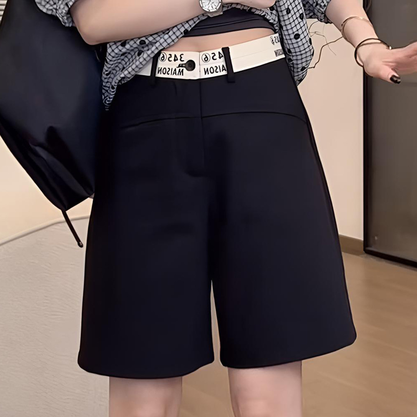 黑色西装短裤女2026夏季薄款弹力高腰宽松显瘦大码胖mm五分阔腿裤