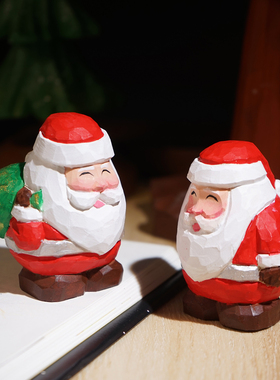 圣诞老爷爷手工木雕小摆件