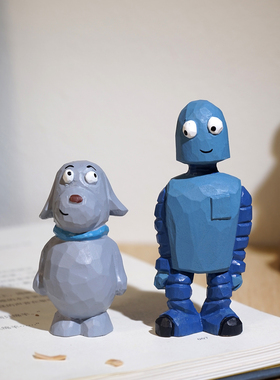 《机器人之梦》手工木雕小摆件卡通可爱工位电脑桌面装饰品礼物