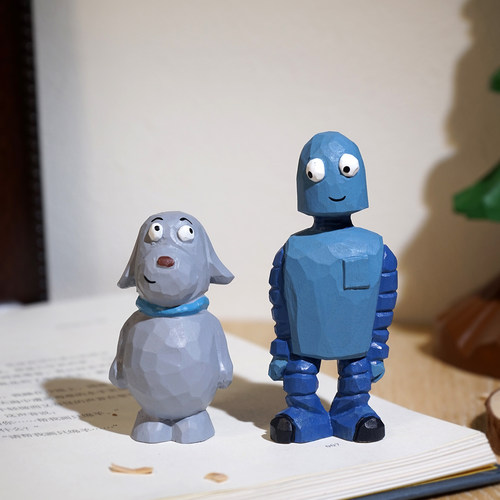 《机器人之梦》手工木雕小摆件卡通可爱工位电脑桌面装饰品礼物