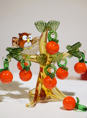 手工琉璃柿子树小摆件