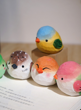 胖胖小肥啾手工木雕小摆件