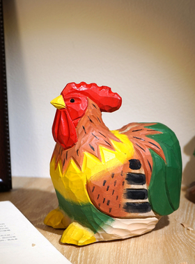 大公鸡手工木雕存钱罐零钱硬币储存创意可爱实用桌面摆件小孩礼物