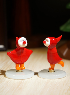 旋转小红帽手工琉璃小摆件