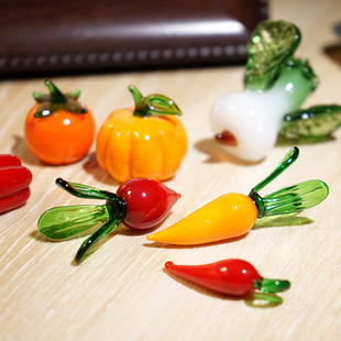 田园果蔬|手工玻璃小摆件琉璃桌面装饰品迷你南瓜白菜胡萝卜柿子