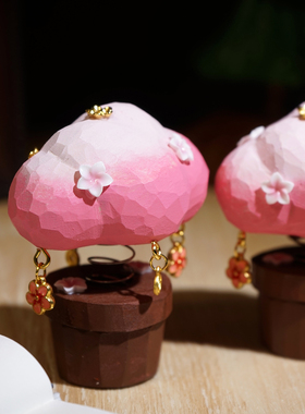 “摇钱樱花树”手工木雕小摆件工位电脑桌面装饰品新年喜庆礼物