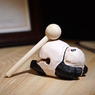 “稳定情绪”可爱熊猫木鱼敲打解压办公室桌面工位摆件装饰品玩具