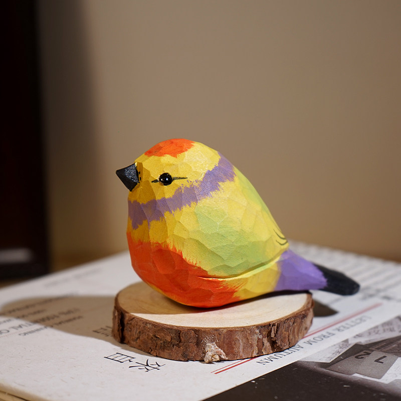 相思鸟纯手工木雕小鸟摆件卡通可爱动物办公室桌面实木雕刻装饰品,家居饰品,装饰摆件,淘宝优惠券,粉丝福利购,淘宝优惠卷