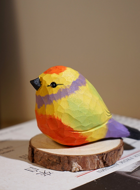 相思鸟手工木雕小鸟摆件
