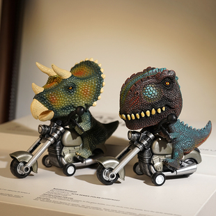【骑着心爱的小摩托】恐龙机车小摆件卡通动物趣味玩具装饰品礼物
