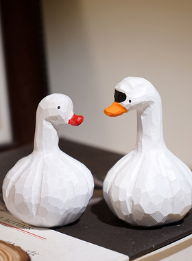 “算了呀！”蒜头鸭情侣手工木雕小摆件创意稳定治愈情绪桌面装饰