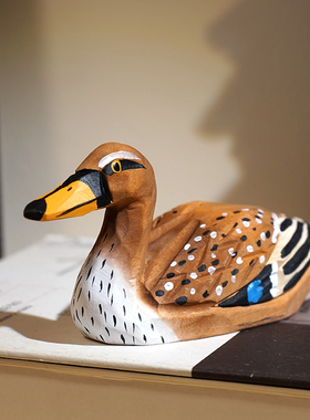 鸭子手工木雕小摆件装饰品