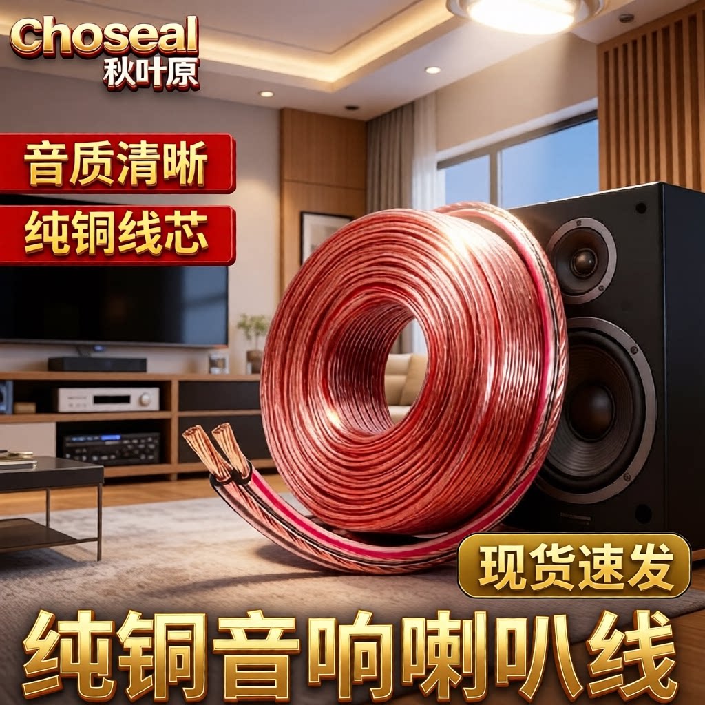 秋叶原音响线音箱专用音频线纯铜家庭影院环绕喇叭功放机连接线