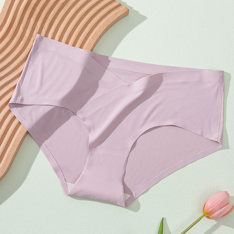 透气孔冰丝无痕孕妇低腰V型内裤