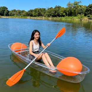 沃浪Wolang透明皮划艇PC透明船网红玻璃船双人婚纱摄影皮划艇船桨