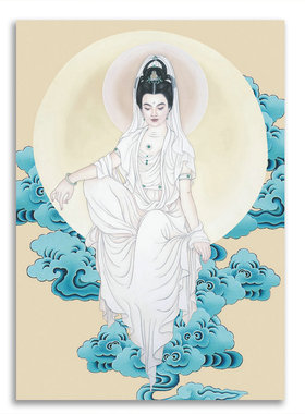观世音菩萨画像a4a3装框粘贴画芯