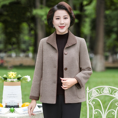 大码妈妈装洋气休闲中老年女装气质春秋短款时尚百搭外套